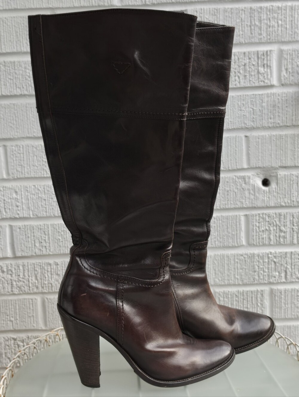 Vintage Tall Brown Leather Knee-High Riding Boots